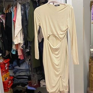 Missguided Beige Long Sleeve Dress